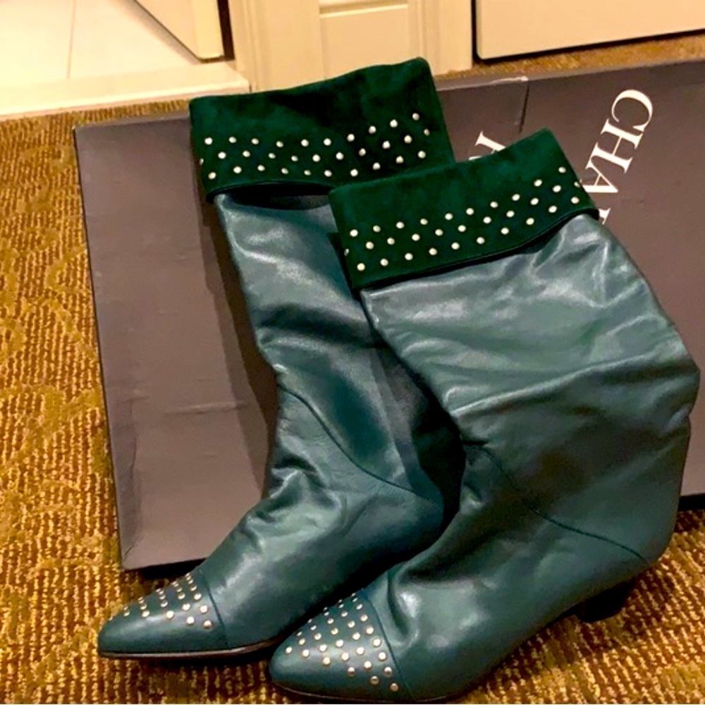 Brand New Charles David Green Leather boots